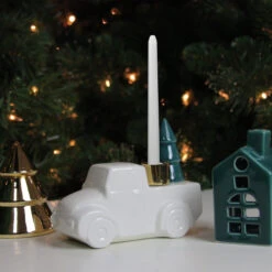 Northlight 6 White Ceramic Truck With Christmas Tree Taper Candlestick Holder -Christmas Decoration Store northlight q526328 5 65892.1665611930