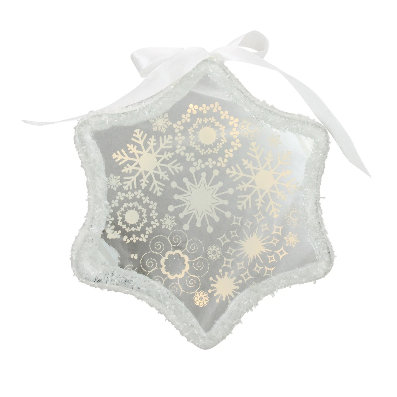 Northlight 9" White Pre-Lit LED Sparkle Snowflake Scene Christmas Ornament 3 Northlight 9" White Pre-Lit LED Sparkle Snowflake Scene Christmas Ornament