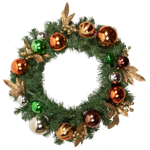 Northlight Green Foliage With Ornaments Artificial Christmas Wreath, 24-Inch, Unlit 3 Northlight Green Foliage With Ornaments Artificial Christmas Wreath, 24-Inch, Unlit