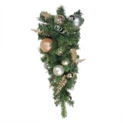 Northlight 32" Green And Rose Gold Ball Ornament Pine Artificial Christmas Teardrop Swag - Unlit -Christmas Decoration Store northlight s15744 2 15941.1606617836