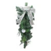 Northlight 32" White Bow And Pine Cone Artificial Christmas Teardrop Swag - Unlit