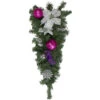 Northlight 24" Pre-Decorated Pink Ball Ornament And Poinsettia Artificial Christmas Teardrop Swag, Unlit -Christmas Decoration Store northlight s84820 1 95298.1588353518