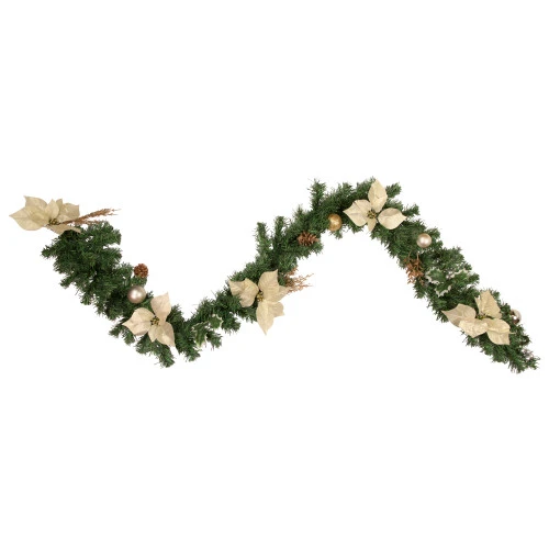 Northlight 6' X 9" Poinsettia And Pinecone Artificial Christmas Garland, Unlit 3 Northlight 6' X 9" Poinsettia And Pinecone Artificial Christmas Garland, Unlit