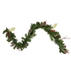 Northlight 6' X 9" Pre-Decorated Frosted Pinecone And Berry Artificial Christmas Garland, Unlit