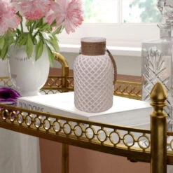 Northlight 14.5" White And Brown Glass Pillar Candle Holder -Christmas Decoration Store northlight sd37717 03 02770.1600218896