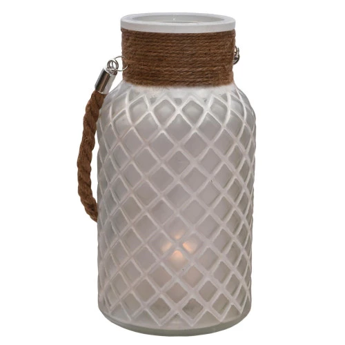 Northlight 10" White And Brown Diamond Texture Glass Pillar Candle Holder Lantern 4 Northlight 10" White And Brown Diamond Texture Glass Pillar Candle Holder Lantern - Image 2