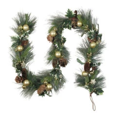Northlight 6ft Long Needle Pine With Winter Foliage And Stars Christmas Garland - Unlit