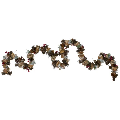 Northlight 5' X 4" Frosted Pine Cone, Natural Twig And Birch Wood Artificial Christmas Garland - Unlit - 31742074 3 Northlight 5' X 4" Frosted Pine Cone, Natural Twig And Birch Wood Artificial Christmas Garland - Unlit - 31742074