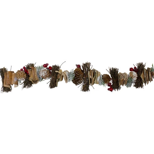 Northlight 5' X 4" Frosted Pine Cone, Natural Twig And Birch Wood Artificial Christmas Garland - Unlit - 31742074 5 Northlight 5' X 4" Frosted Pine Cone, Natural Twig And Birch Wood Artificial Christmas Garland - Unlit - 31742074 - Image 3