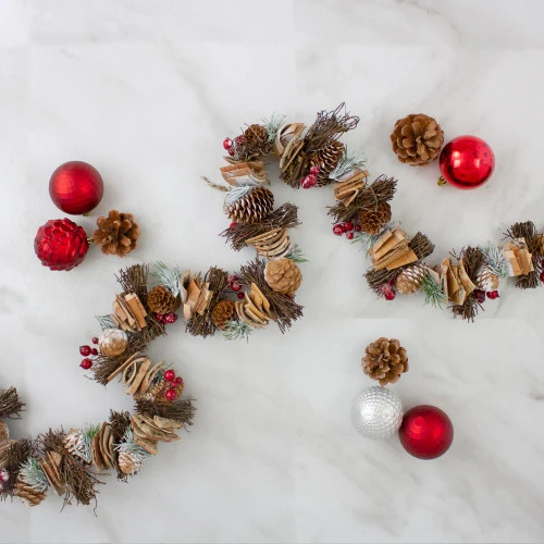 Northlight 5' X 4" Frosted Pine Cone, Natural Twig And Birch Wood Artificial Christmas Garland - Unlit - 31742074 4 Northlight 5' X 4" Frosted Pine Cone, Natural Twig And Birch Wood Artificial Christmas Garland - Unlit - 31742074 - Image 2