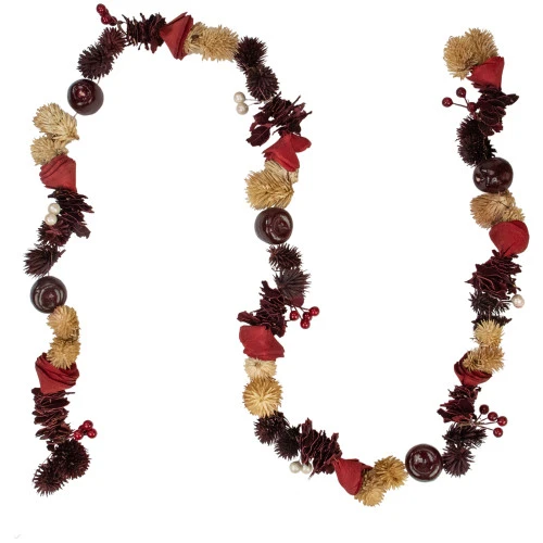 Northlight 5' X 2.5" Red Rose And Apple Artificial Christmas Garland - Unlit 3 Northlight 5' X 2.5" Red Rose And Apple Artificial Christmas Garland - Unlit