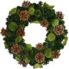Northlight Green Wooden Rose And Pine Cone Artificial Christmas Wreath, 13.5-Inch, Unlit -Christmas Decoration Store northlight sh36220 1 19253.1665610426