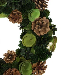 Northlight Green Wooden Rose And Pine Cone Artificial Christmas Wreath, 13.5-Inch, Unlit -Christmas Decoration Store northlight sh36220 2 52462.1665610426