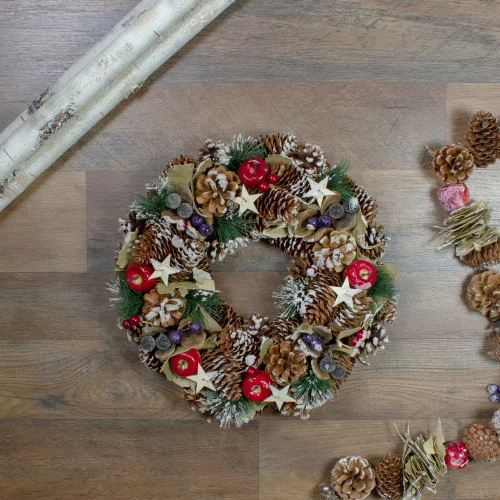 Northlight Frosted Berries, Fruit And Pine Cone Artificial Christmas Wreath - 10.5-Inch, Unlit 4 Northlight Frosted Berries, Fruit And Pine Cone Artificial Christmas Wreath - 10.5-Inch, Unlit - Image 2