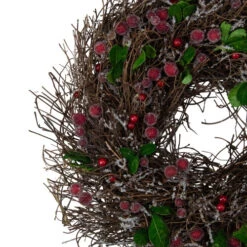 Northlight Frosted Brown Twig With Leaves And Berries Artificial Christmas Wreath - 13-Inch, Unlit -Christmas Decoration Store northlight sh86370 1 22722.1588368914