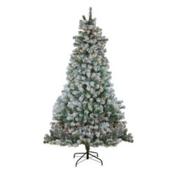 Northlight 7.5' Pre-Lit Full Winema Pine Flocked Artificial Christmas Tree - Clear Lights