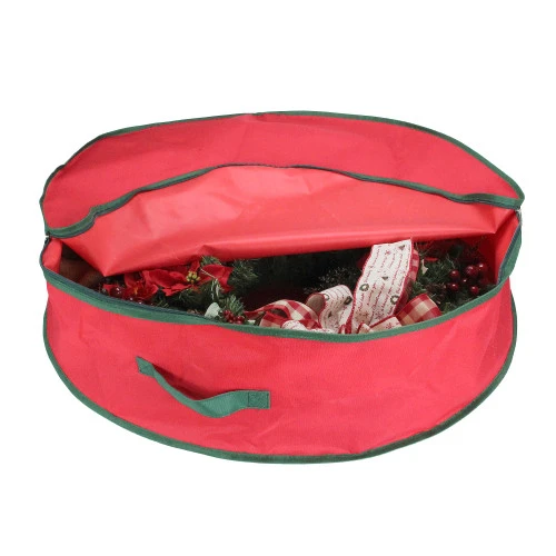 Northlight 24” Red And Green Christmas Wreath Storage Bag 4 Northlight 24” Red And Green Christmas Wreath Storage Bag - Image 2