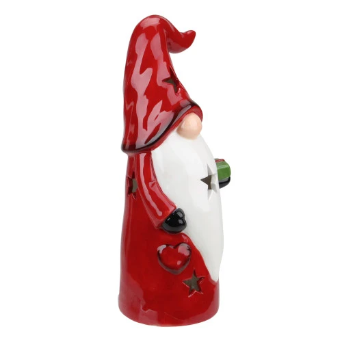 Northlight 10 Red Ceramic Christmas Star Gnome Tealight Candle Holder 4 Northlight 10 Red Ceramic Christmas Star Gnome Tealight Candle Holder - Image 2