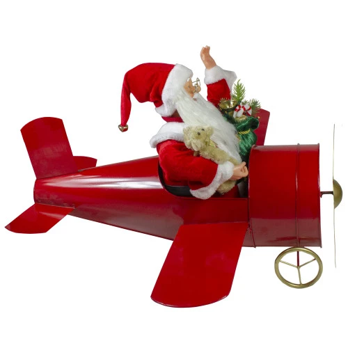 Northlight 32" Waving Santa Delivering Presents On A Plane Christmas Decoration 6 Northlight 32" Waving Santa Delivering Presents On A Plane Christmas Decoration - Image 4