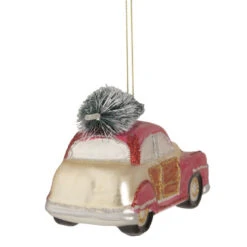 Northlight 5" Red And Gold Glitter Car With Christmas Tree Glass Ornament -Christmas Decoration Store northlight tr01846 3 updated2022 32503.1665610429