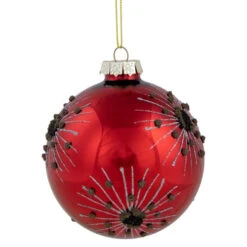 Northlight 3.5" Red And Brown Beaded Bursting Snowflake Glass Christmas Ball Ornament -Christmas Decoration Store northlight tr26267 2 61502.1682510987
