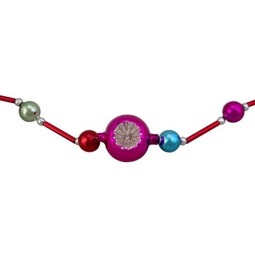 Northlight 92" Red And Silver Glass Bead With Retro Reflector Ornament Christmas Garland 4 Northlight 92" Red And Silver Glass Bead With Retro Reflector Ornament Christmas Garland - Image 2