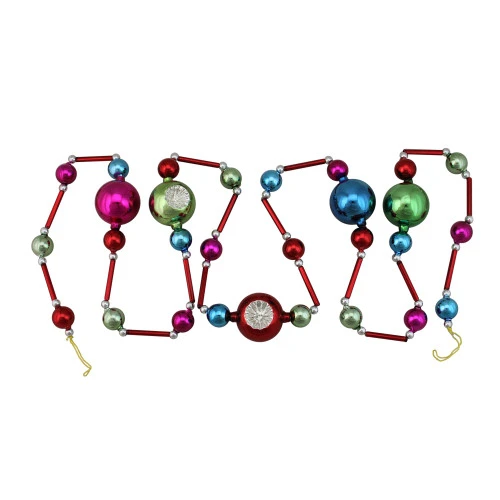 Northlight 92" Red And Silver Glass Bead With Retro Reflector Ornament Christmas Garland 3 Northlight 92" Red And Silver Glass Bead With Retro Reflector Ornament Christmas Garland