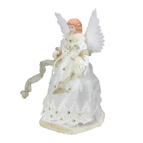 Kurt Adler 16" Lighted Gold Fiber Optic Animated Porcelain Angel Christmas Tree Topper 4 Kurt Adler 16" Lighted Gold Fiber Optic Animated Porcelain Angel Christmas Tree Topper - Image 2