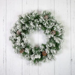 Northlight 36" Snowy Flocked Angel Pine With Pine Cones Artificial Christmas Wreath - Unlit -Christmas Decoration Store northlight v039812c20v03982 woodfloor 58771.1692025708