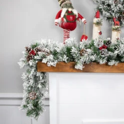 Northlight 6.75' X 12" Flocked Angel Pine And Pine Cones Artificial Christmas Garland - Unlit -Christmas Decoration Store northlight v15090 styled 2 49173.1689863891