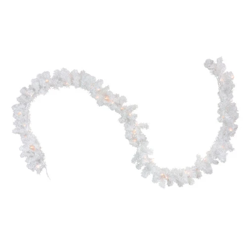 Northlight 50' X 10" Pre-Lit Commercial Length Snow White Christmas Garland, Clear Lights 3 Northlight 50' X 10" Pre-Lit Commercial Length Snow White Christmas Garland, Clear Lights