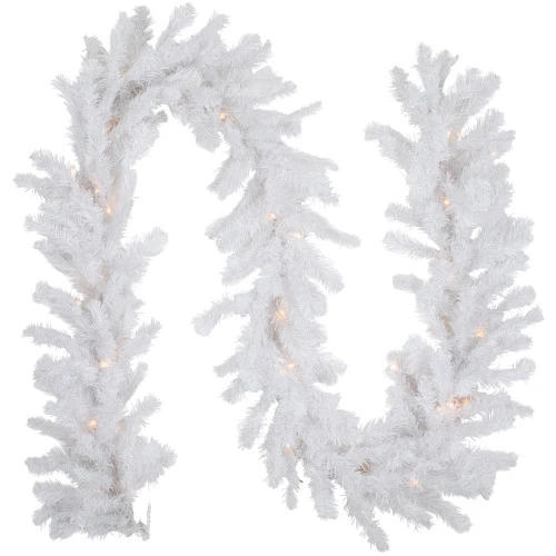 Northlight 9' X 12" Pre-lit Snow White Artificial Christmas Garland - Clear Lights 3 Northlight 9' X 12" Pre-lit Snow White Artificial Christmas Garland - Clear Lights
