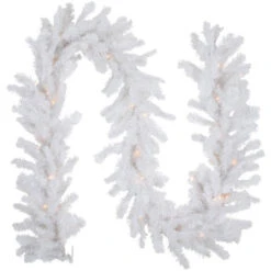 Northlight 9' X 8" Pre-Lit Snow White Artificial Christmas Garland, Clear Lights