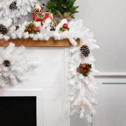 Northlight 9' X 8" Pre-Lit Snow White Artificial Christmas Garland, Clear Lights -Christmas Decoration Store northlight v158582cv158572cgb16048 styled 2 35529.1690296402