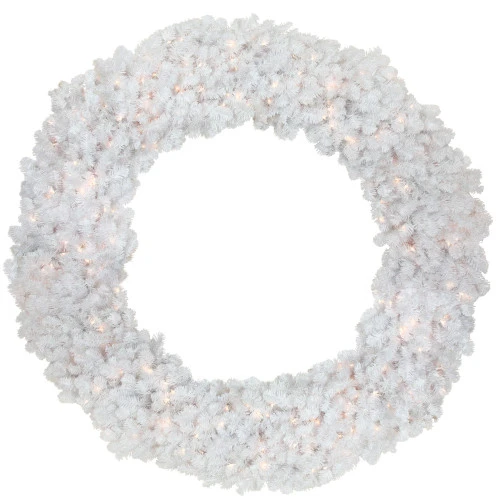Northlight Pre-Lit White Commercial Snow White Pine Artificial Christmas Wreath - 6-Foot, Clear Lights 3 Northlight Pre-Lit White Commercial Snow White Pine Artificial Christmas Wreath - 6-Foot, Clear Lights