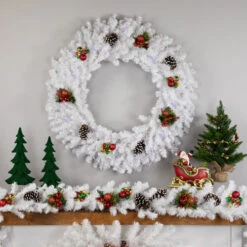 Northlight Pre-Lit White Pine LED Artificial Christmas Wreath - 36-Inch, Multicolor Lights -Christmas Decoration Store northlight v15877 styled 2 02158.1690296404