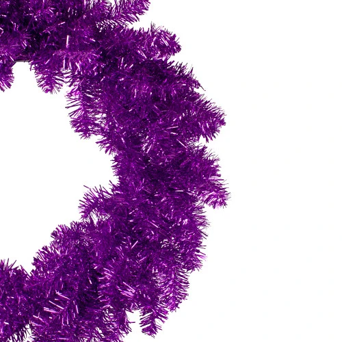 Northlight 24" Metallic Purple Artificial Double Tinsel Christmas Wreath - Unlit 5 Northlight 24" Metallic Purple Artificial Double Tinsel Christmas Wreath - Unlit - Image 3