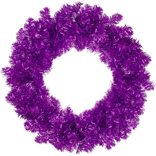 Northlight 24" Metallic Purple Artificial Double Tinsel Christmas Wreath - Unlit 3 Northlight 24" Metallic Purple Artificial Double Tinsel Christmas Wreath - Unlit