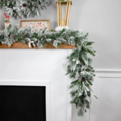 Northlight 9' X 14" Flocked Rosemary Emerald Angel Pine Artificial Christmas Garland - Unlit -Christmas Decoration Store northlight v27389 styled 2 45752.1689863893