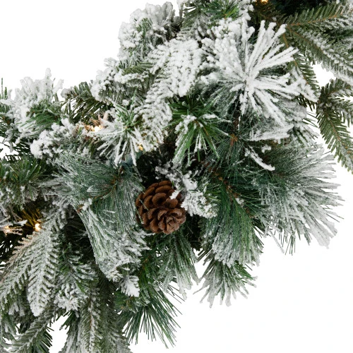 Northlight Pre-Lit Flocked Rosemary Emerald Angel Pine Artificial Christmas Wreath - 30-Inch, Clear LED Lights 6 Northlight Pre-Lit Flocked Rosemary Emerald Angel Pine Artificial Christmas Wreath - 30-Inch, Clear LED Lights - Image 4