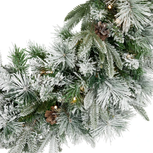 Northlight Pre-Lit Flocked Rosemary Emerald Angel Pine Artificial Christmas Wreath - 30-Inch, Clear LED Lights 8 Northlight Pre-Lit Flocked Rosemary Emerald Angel Pine Artificial Christmas Wreath - 30-Inch, Clear LED Lights - Image 6