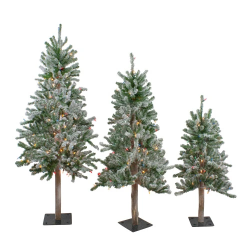 Northlight Set Of 3 Flocked Alpine Artificial Christmas Trees - Unlit 3 Northlight Set Of 3 Flocked Alpine Artificial Christmas Trees - Unlit