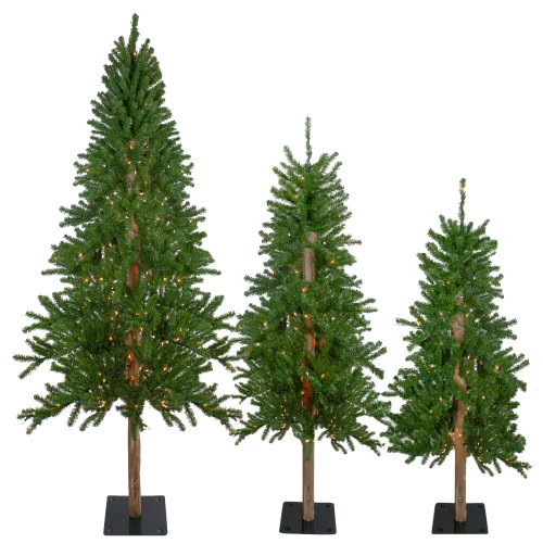 Northlight Set Of 3 Pre-Lit Slim Alpine Artificial Christmas Trees 6' - Clear Lights 3 Northlight Set Of 3 Pre-Lit Slim Alpine Artificial Christmas Trees 6' - Clear Lights