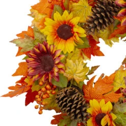 Northlight Sunflower And Pine Cone Artificial Thanksgiving Wreath - 24-Inch, Unlit -Christmas Decoration Store northlight vm26529 1 82091.1665610426