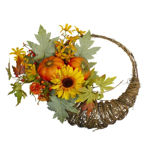 Northlight Cornucopia And Sunflower With Pumpkins Artificial Thanksgiving Wreath - 20-Inch, Unlit 3 Northlight Cornucopia And Sunflower With Pumpkins Artificial Thanksgiving Wreath - 20-Inch, Unlit