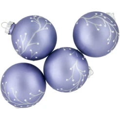 Northlight 4ct Matte Purple Glass Ball Christmas Ornaments With Branch Design 2.5" (63.5mm) 9 Northlight 4ct Matte Purple Glass Ball Christmas Ornaments With Branch Design 2.5" (63.5mm) -Christmas Decoration Store northlight wy00127 1new 24671.1674812771