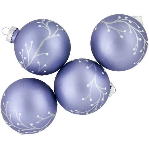 Northlight 4ct Matte Purple Glass Ball Christmas Ornaments With Branch Design 2.5" (63.5mm) 5 Northlight 4ct Matte Purple Glass Ball Christmas Ornaments With Branch Design 2.5" (63.5mm) - Image 3