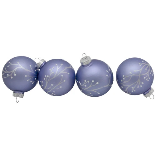 Northlight 4ct Matte Purple Glass Ball Christmas Ornaments With Branch Design 2.5" (63.5mm) 7 Northlight 4ct Matte Purple Glass Ball Christmas Ornaments With Branch Design 2.5" (63.5mm) - Image 5