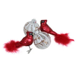 Northlight 4ct Red And White Cardinal Birds Glass Finish Christmas Ball Ornaments 6.25" (155mm) -Christmas Decoration Store northlight wy00410 3 86570.1599873095