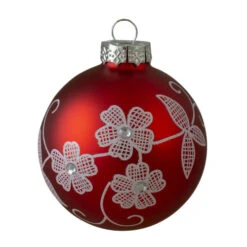 Northlight 4ct Red And White Floral Christmas Ball Ornaments 3.25" (100mm) -Christmas Decoration Store northlight wy00414 3 37630.1662575095